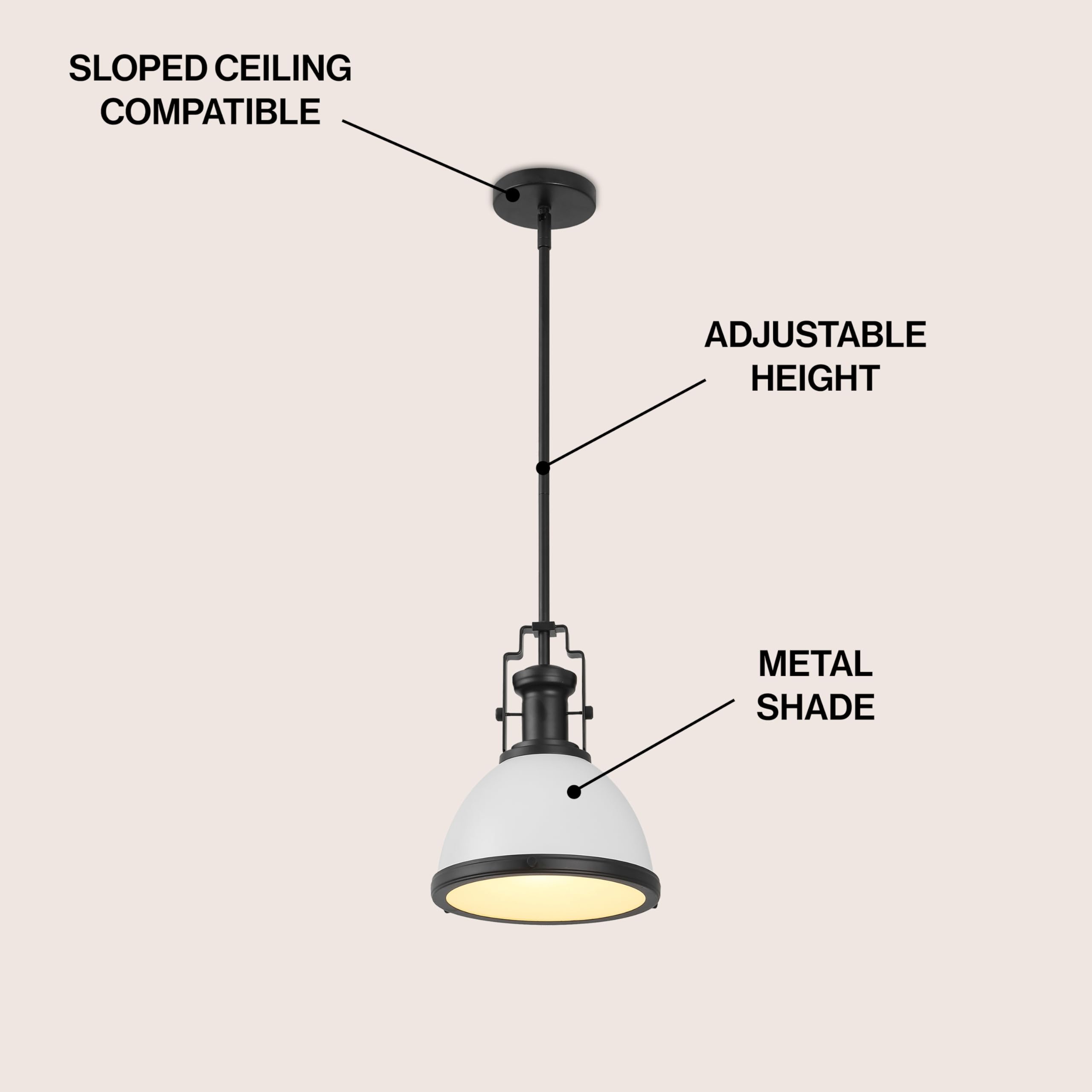 Jonathan Y Jyl9535E Homer 10'' 1-Light Modern Industrial Iron Led Dome Pendant, Bohemian, Classic, Cottage, Farmhouse, Industria