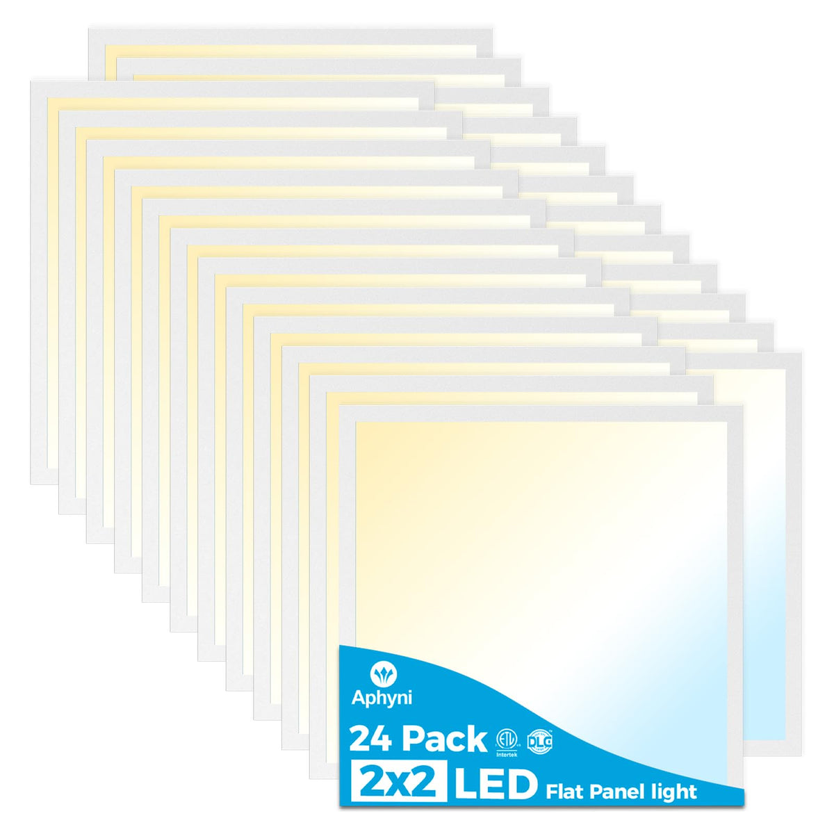 Aphyni 24Pack 2X2 Led Flat Panel Light- 40W 4400Lm Drop Ceiling Lights - 3K | 4K | 5K Selectable & Smooth Dimmable - Back-Lit Tr