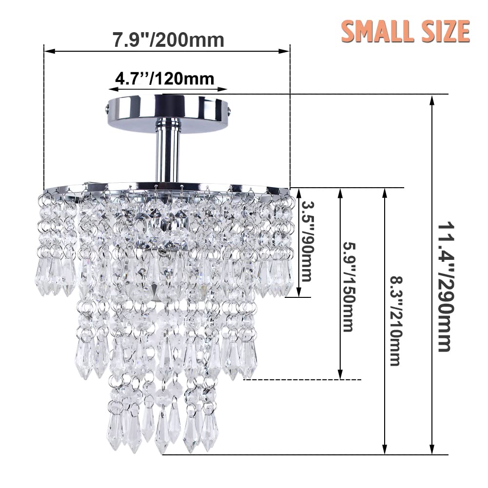 Frixchur 3-Tier Crystal Chandelier, Chrome Led Pendant Light For Bedroom & Living Room