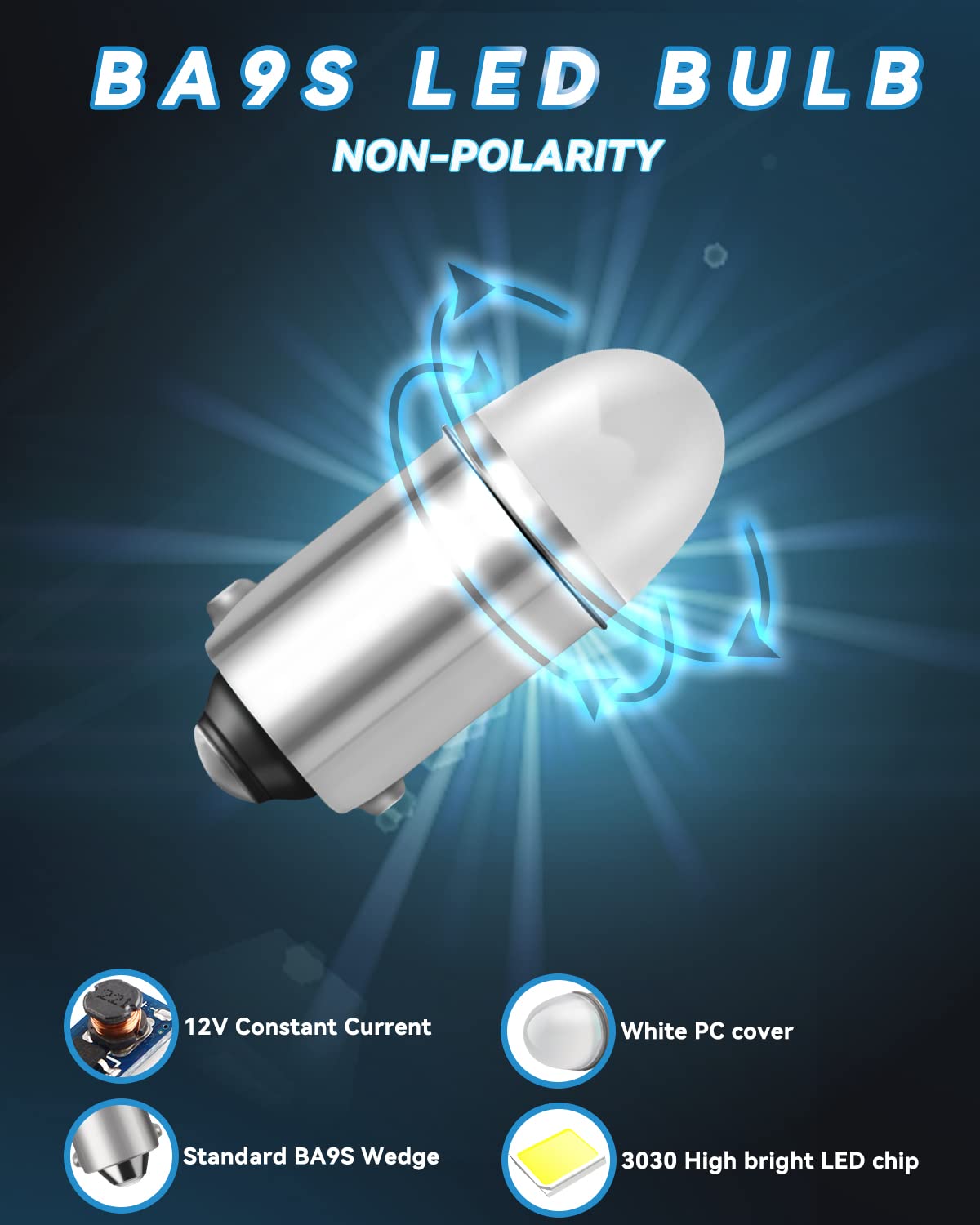 Keiurot 1893 Led Bulb 1895 1815 1816 53 57 Bulb Ba9S Led Bulb For Indicator Lights Car Dome Map Trunk License Plate Courtesy Step Light White Dc/Ac 12V, 10-Pack