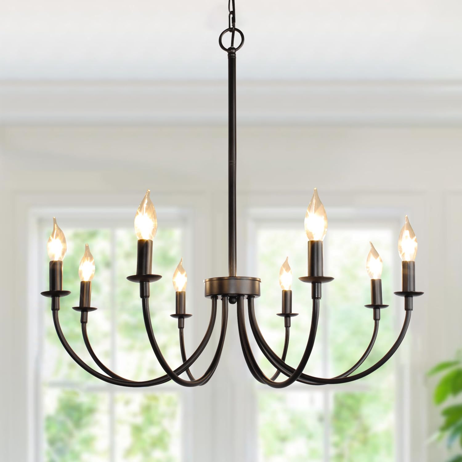 Puyveyor 8-Light Black Chandeliers for Dining Room, Dining Room Light Fixtures, Farmhouse Candle Chandeliers for Kitchen, Living