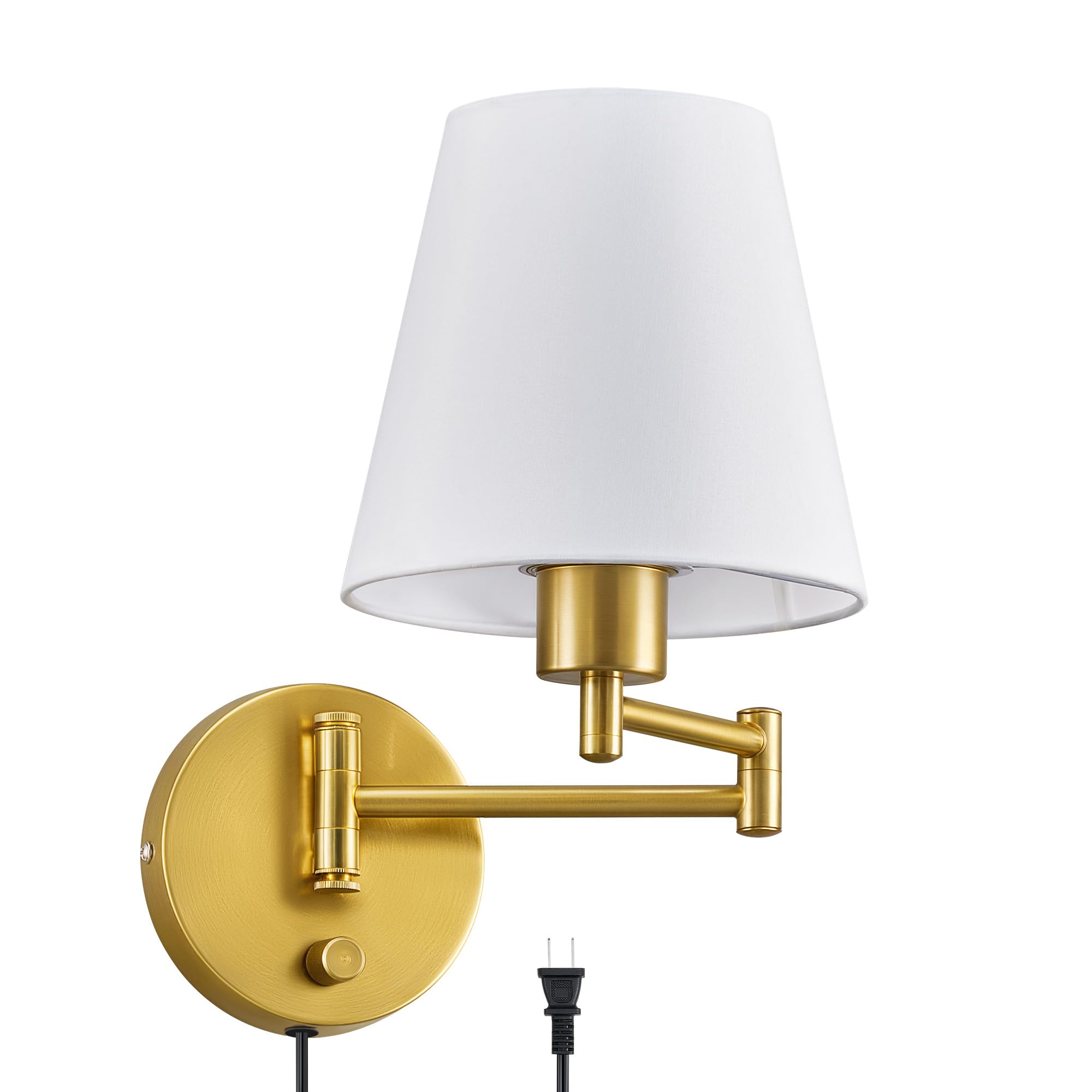 Vonluce Swing Arm Wall Lamp, Plug In & Hardwired Wall Sconce, Adjustable Wall Mounted Lighting Fixture, Modern Wall Light With G
