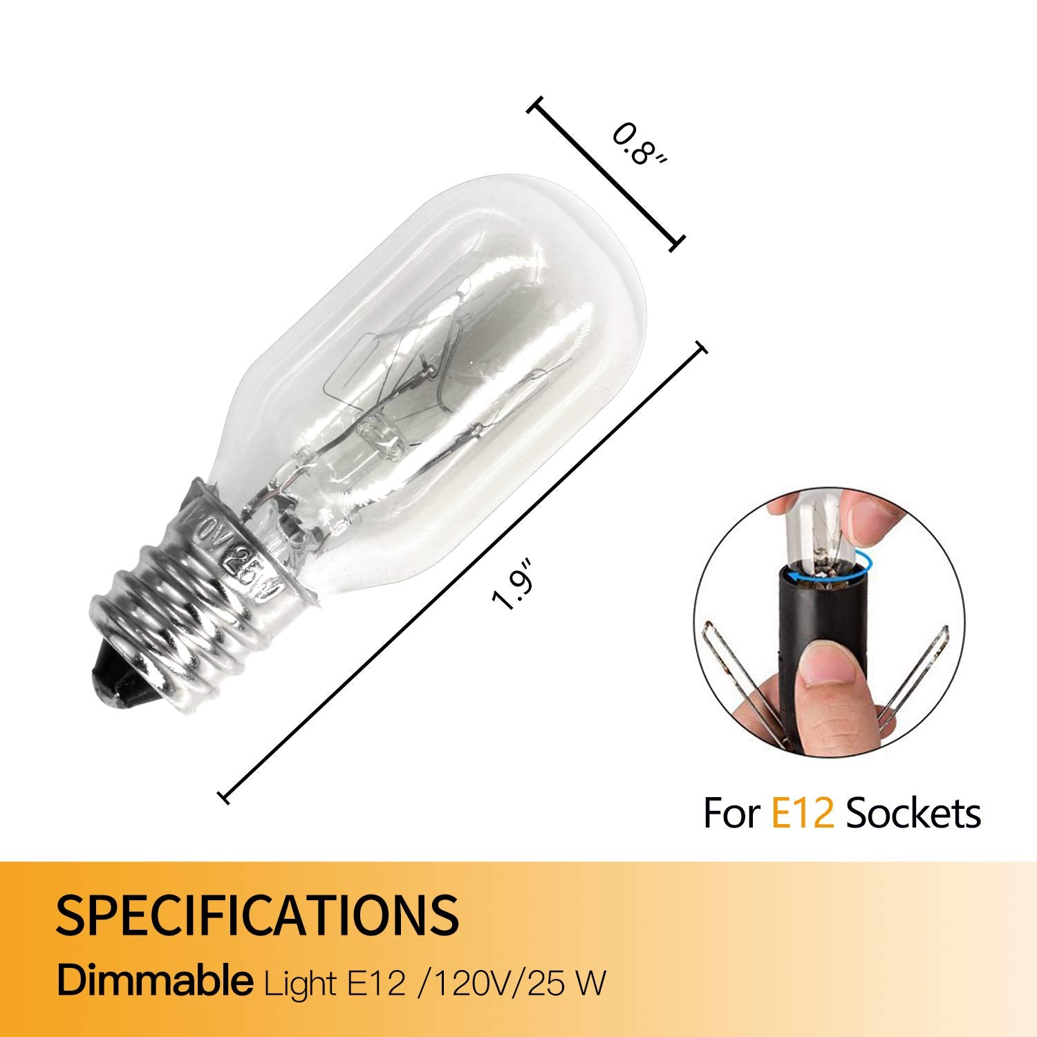 Betus Original Replacement Long Lasting 25 Watt Dimmable E12 Socket Warm White Household Salt Lamp Bulb Candle Warmers - Value P