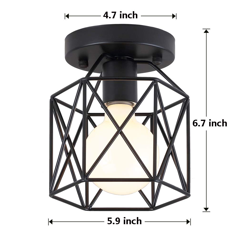 Koonting Retro Vintage Industrial Flush Mount Ceiling Light, Mini Painting Metal Pendant Light Ceiling Light Fixture For Hallway
