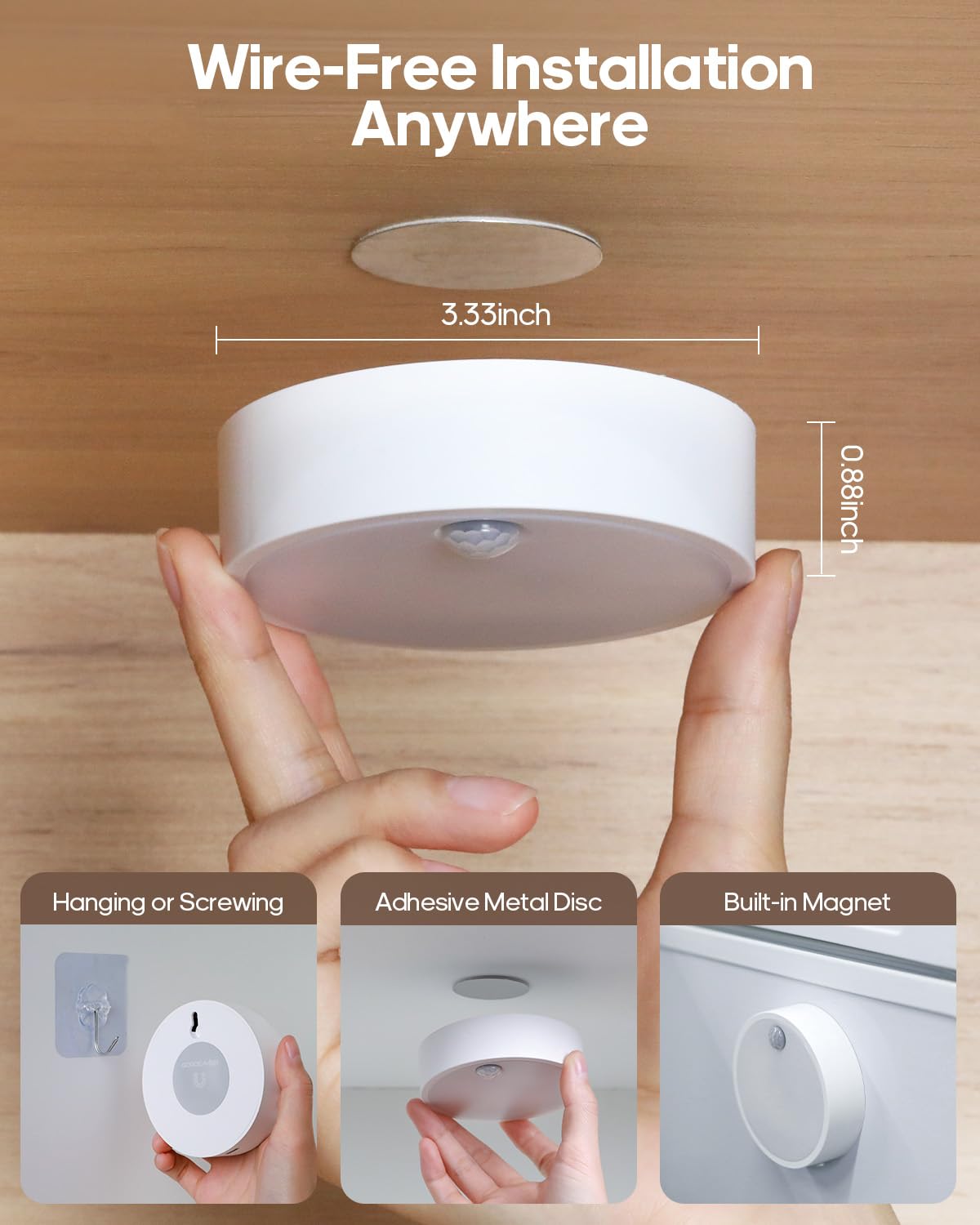 Led Under Cabinet Lights,1200Mah Puck Lights With Remote, Led Motion Sensor Cabinet Light Dimmable Under Counter Lights Wireless