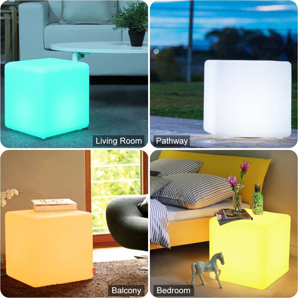 Led Cube Chair For Kids, 14-Inch Rgb Color Changing Led Cube Seat W/ Remote, Versatile Lighted Up Modern Side Table Glowing Nigh
