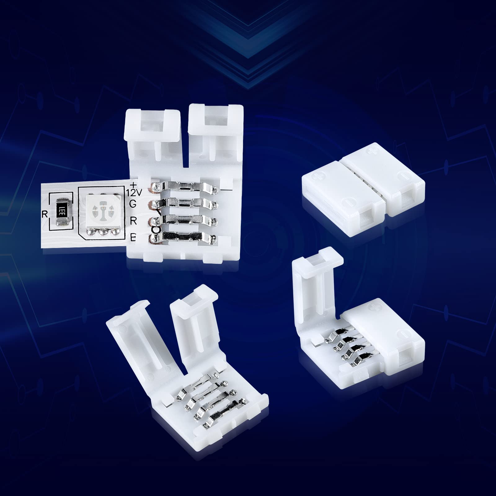 10Pcs Led Strip Connectors - Led Light Connectors, 4 Pin 10Mm Led Connectors For Strip Lights, Led Light Strip Connectors, Led S