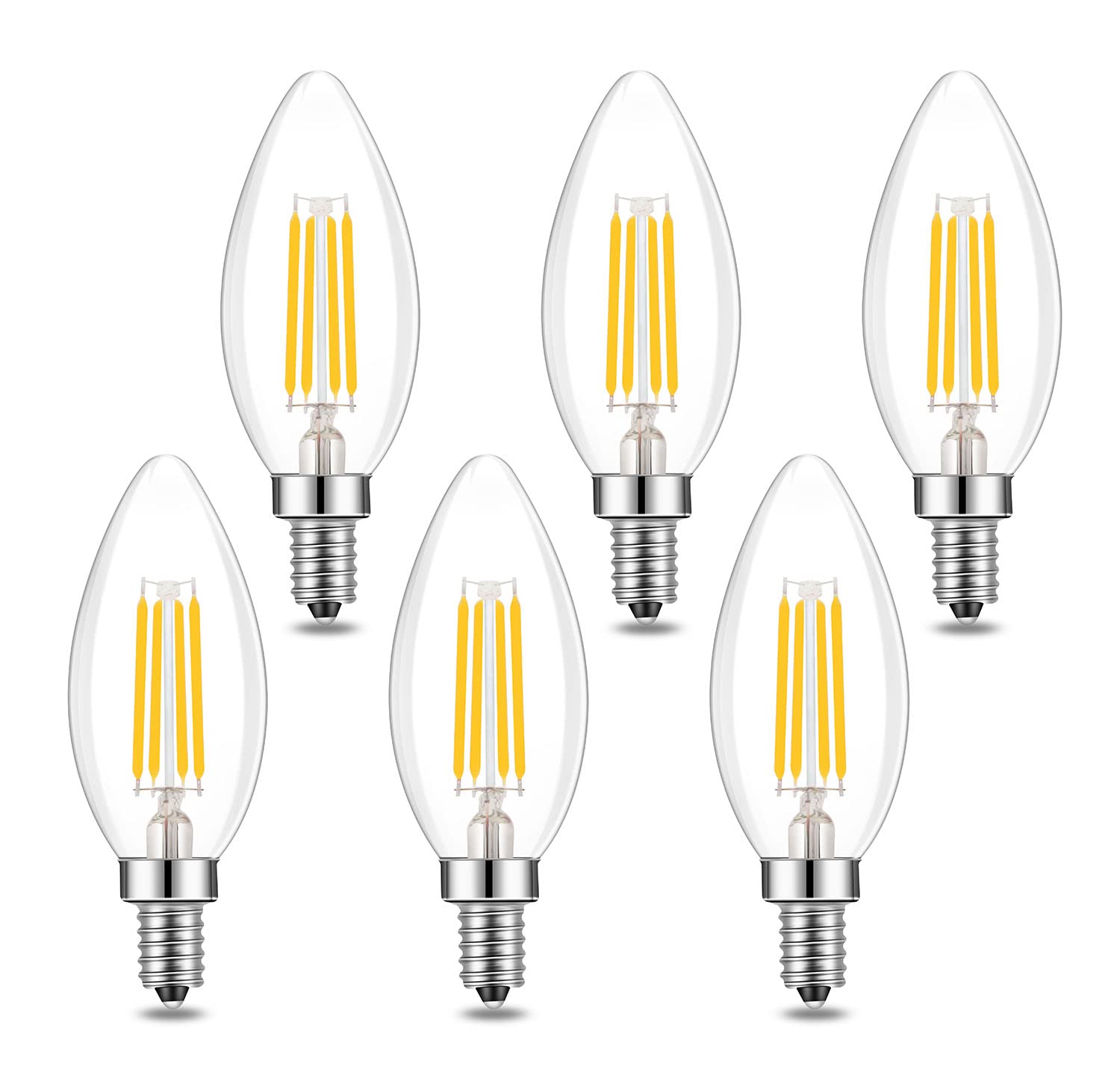 Lamsky E14 Led Bulb Dimmable,110V 400Lm 40W Equivalent Neutral White 4000K,E14 European Base Candelabra Bulbs,C35 Clear Vintage 