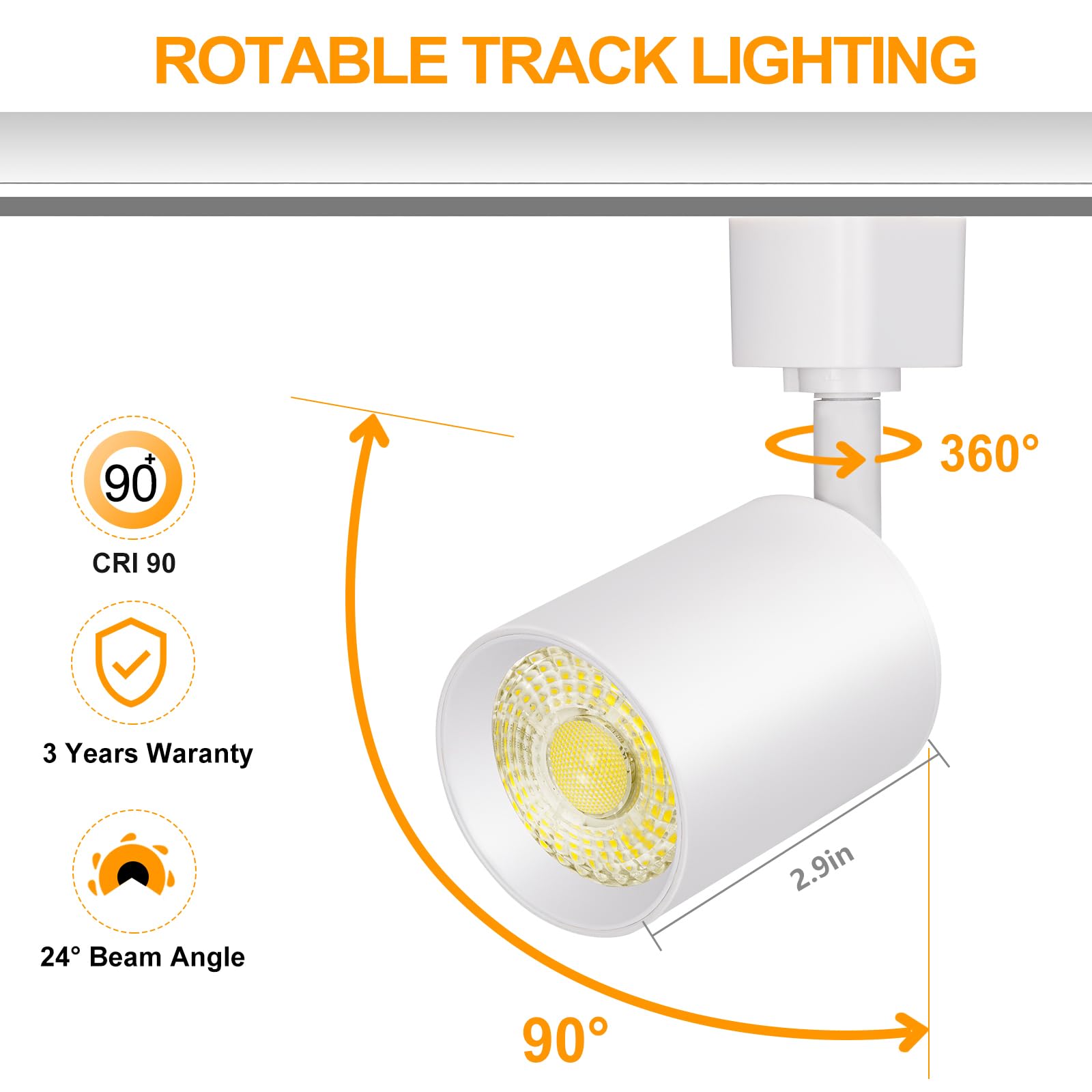 VANoopee 8-Light LED Track Lighting Kit, Dimmable 3000K Warm White, 6.6FT H Type Track, Aluminum, Model ITK10W3KW8