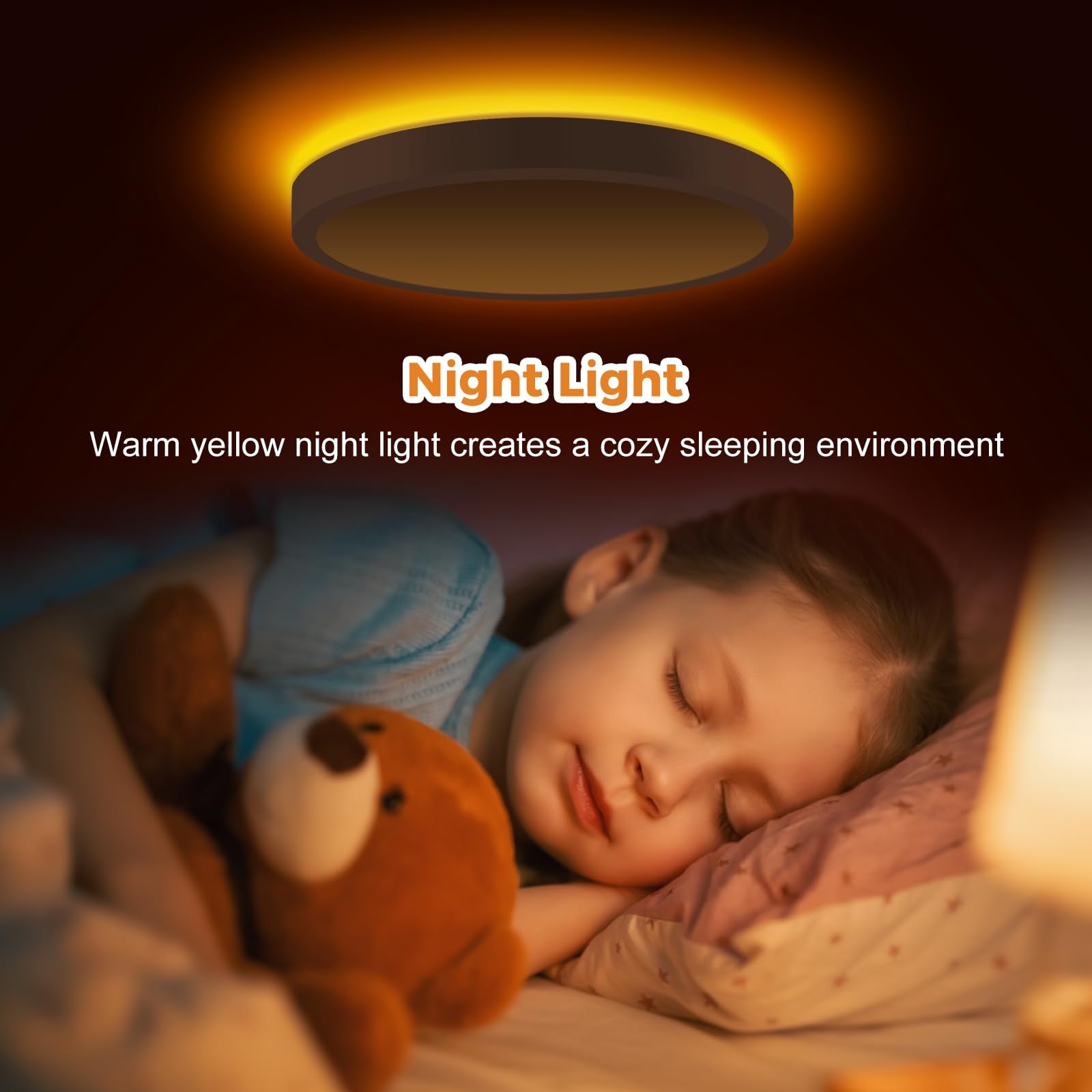 slochi LED Flush Mount Ceiling Light Fixture, 24W 3200Lm, 12 Inch, White, 3000K-4000K-6500K, Modern Design,