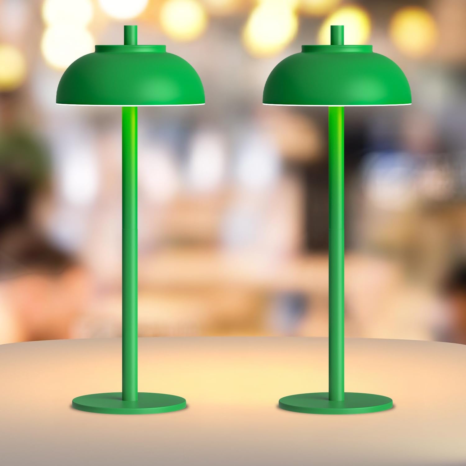 Moragin Green Cordless Table Lamps Set of 2, Rechargeable, IP65 Waterproof, Touch Control, Battery Operated, Metal