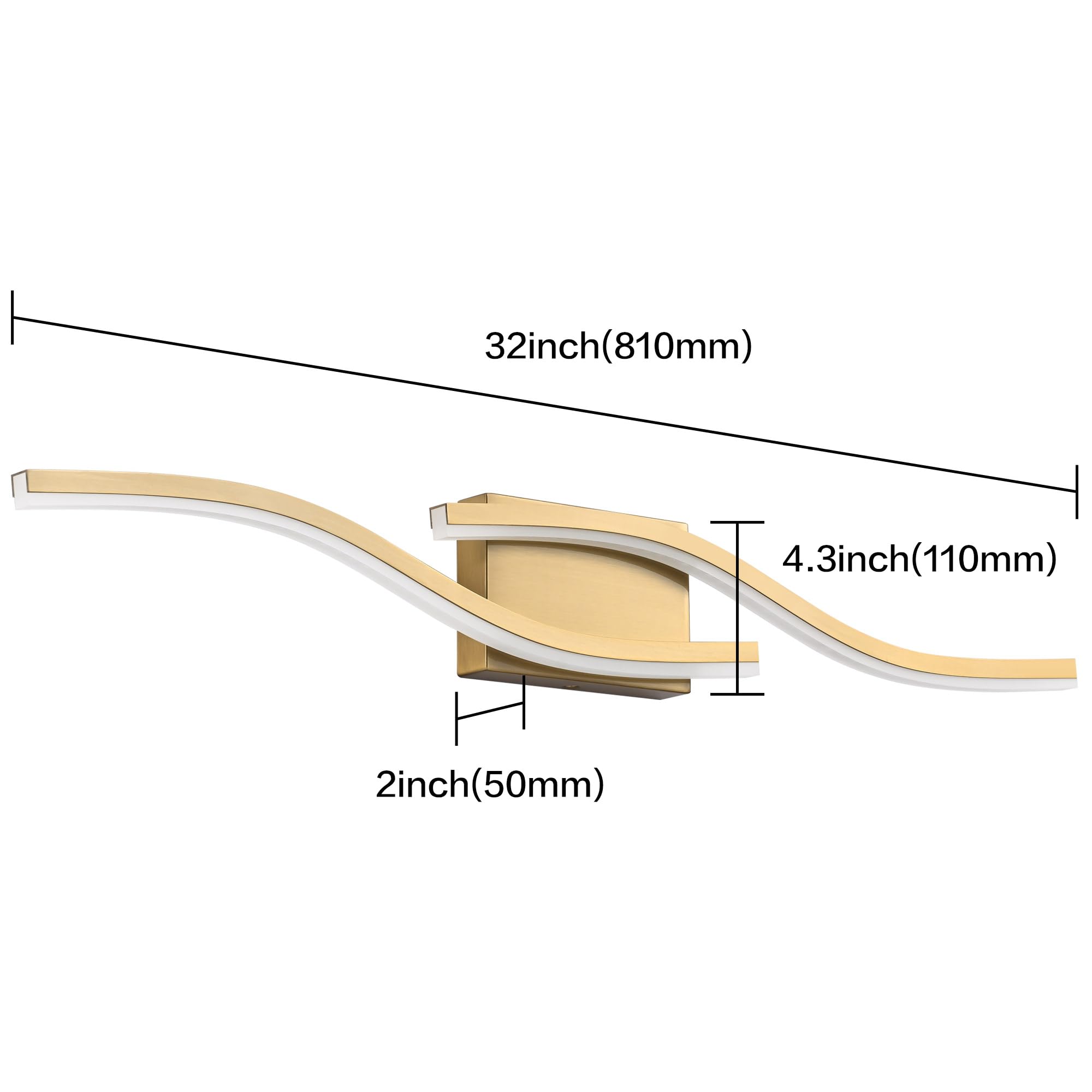 Presde 32Inch Dimmable Led Gold Bathroom Light Fixtures Over Mirror, Vanity Light For Bathroom,Modern Bbrushed Bronze Bath Wall