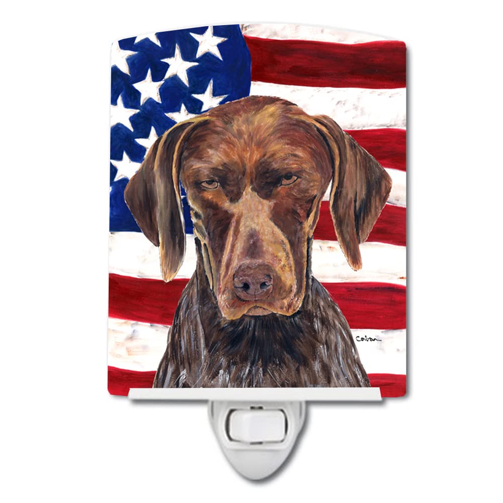 Carolines Treasures Ceramic Night Light, American Flag, 6x4x3in, German Shorthaired Pointer, Model SC9034CNL, UL-Certified