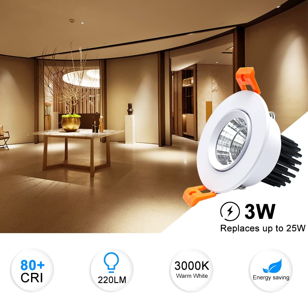 Inshareplus 2 Inch Led Downlights, Recessed Cob Dimmable, 3000K Warm White, Cri80, Ceiling Lights With Led Driver, 12 Pack