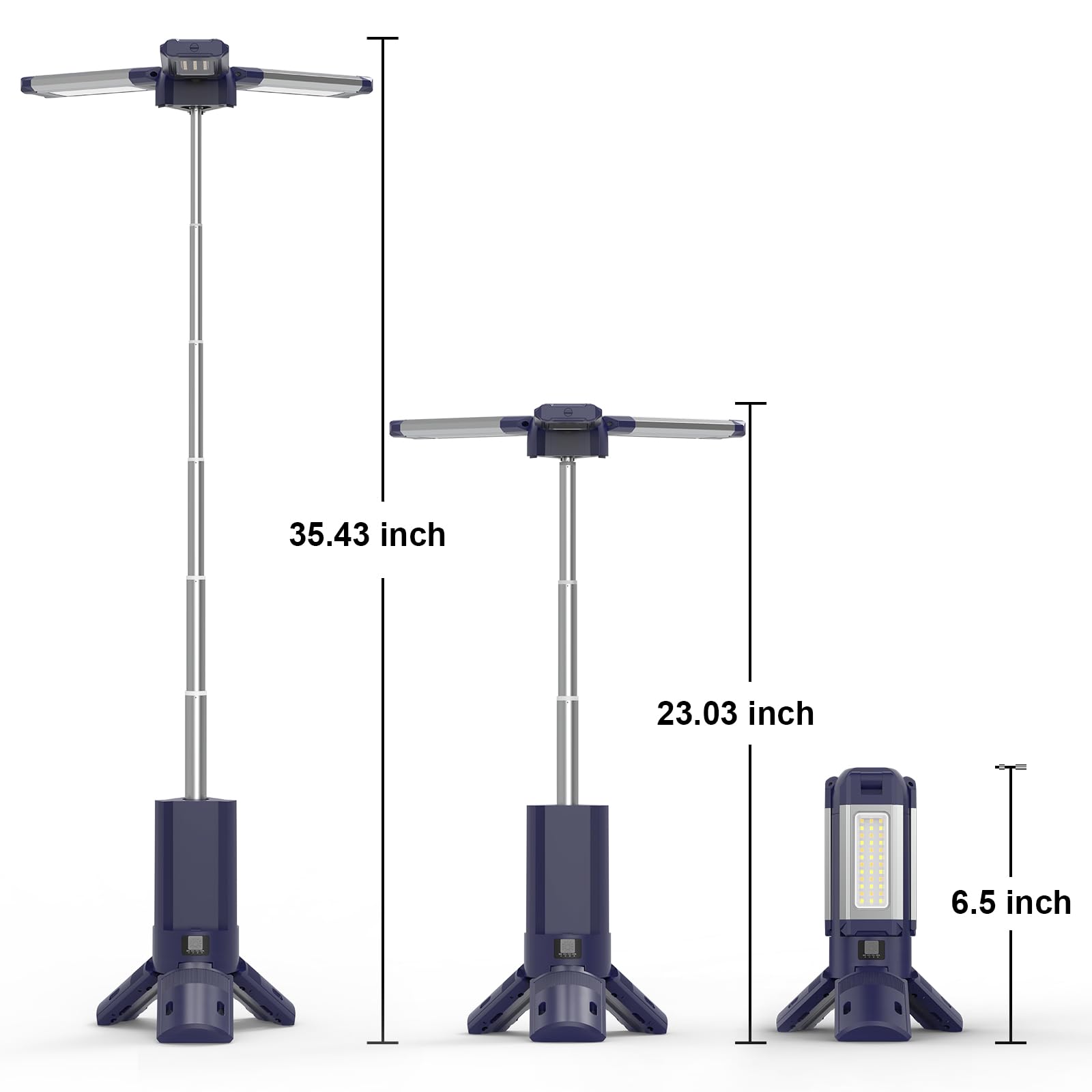 iodoo Rechargeable Camping Light 10000mAh 4000LM Telescopic Lantern Remote Control IP45 Waterproof Black