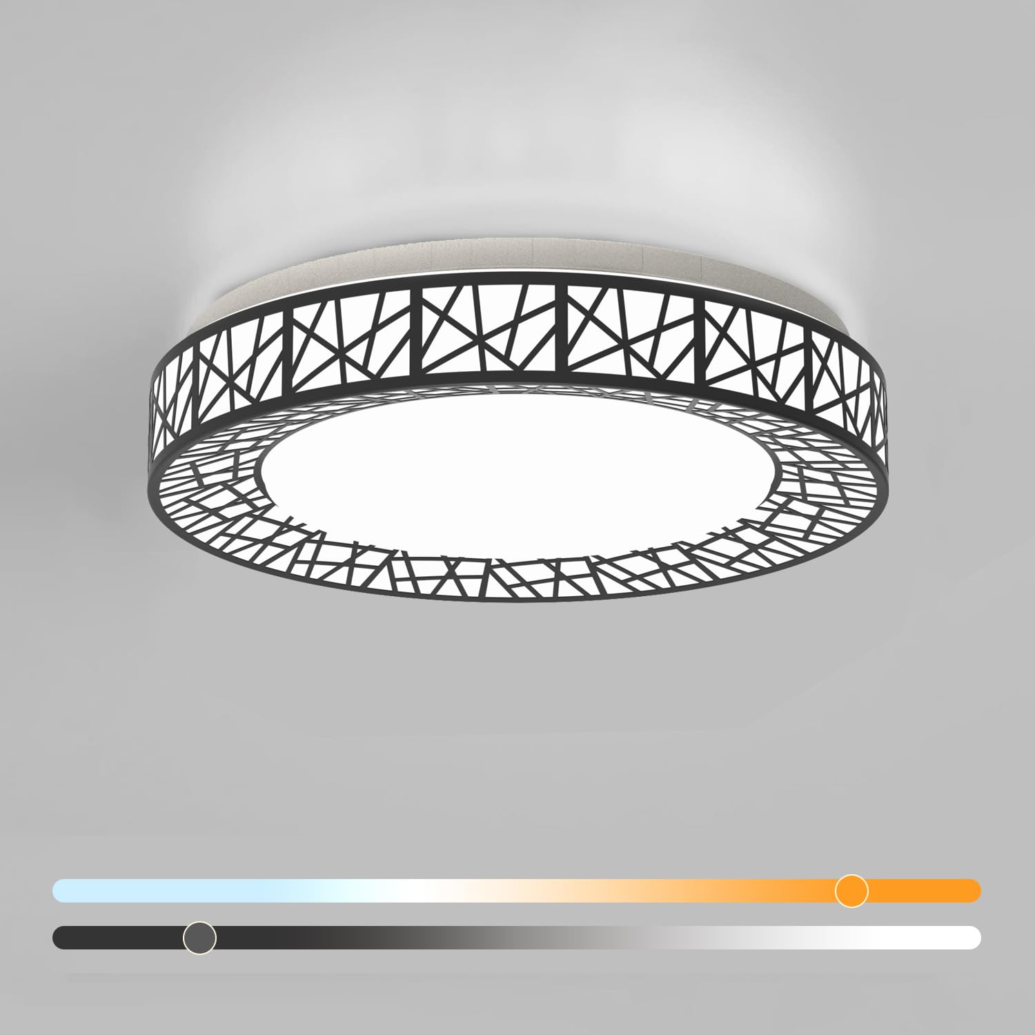 Lightania 16 Inch Flush Mount Ceiling Light, Modern Black Led Ceiling Light Fixture, 28W 2800Lm 2700-6500K Adjustable, Dimmable Ceiling Lights For Bedroom, Kitchen, Hallway, Bathroom, Etl Listed