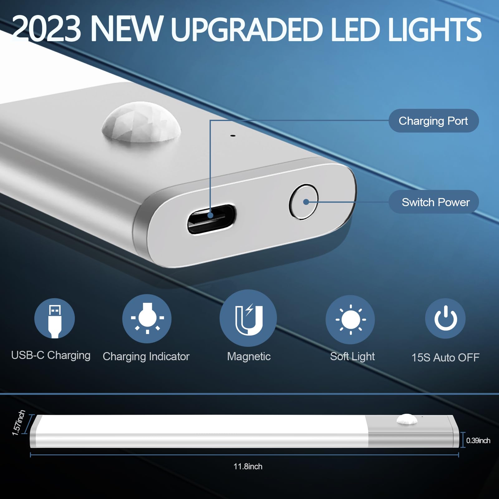 EnternalLight Under Cabinet Lights - Motion Sensor, 80 LED, Wireless, Rechargeable, 12 Inch, White, Model: lus-in30