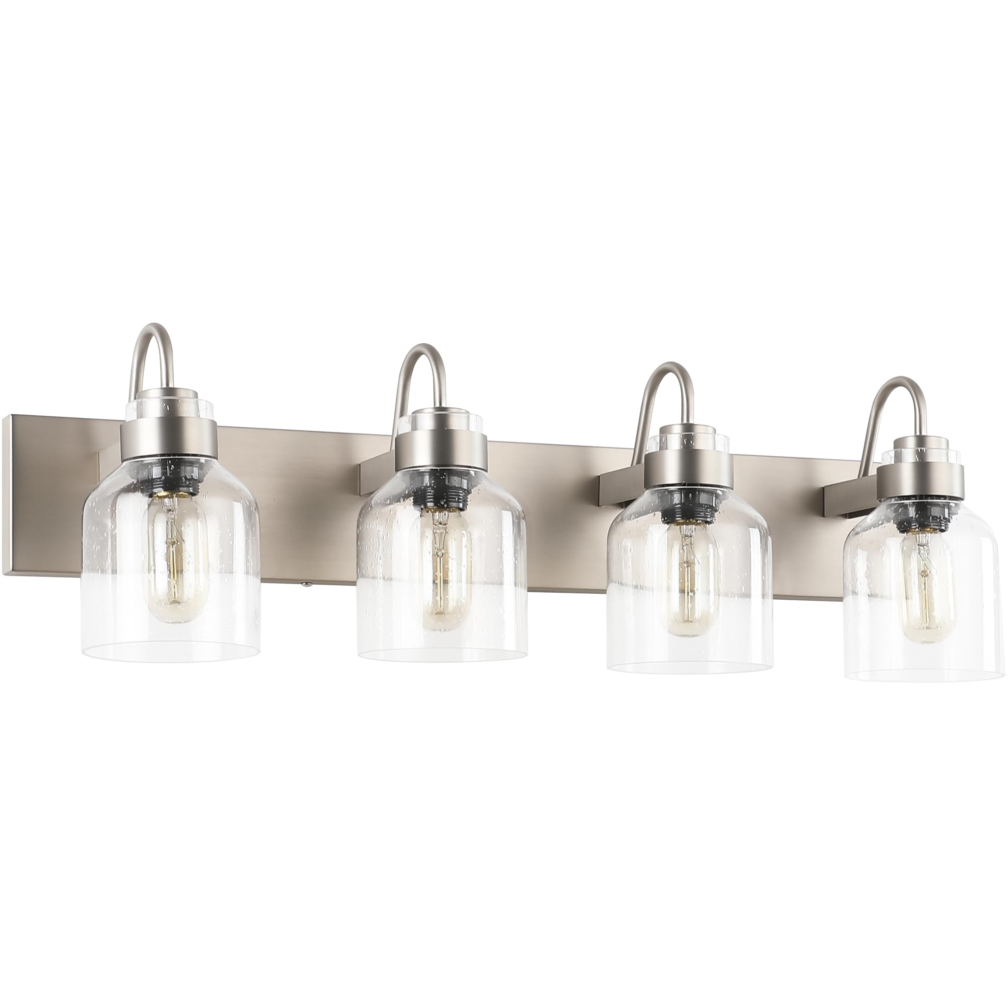PRESDE Bathroom Light Fixtures 4-Light Brushed Nickel Vanity with Bubble Glass Globes