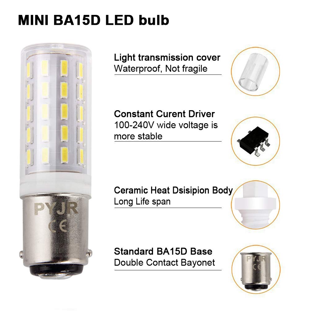 Ba15D Sewing Machine Led Light 5 Watt Bulb, Double Contact Bayonet Base, T3/T4/C7/S6 Halogen Replacement Bulb, Ac100V-240V, Dayl