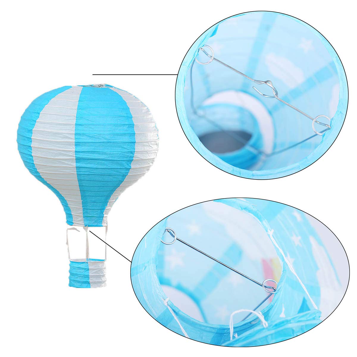 Famgee 12 Inch Hanging Hot Air Balloon Paper Lanterns Set Decoration Birthday Wedding Christmas Party Decor Gift Stripe Set Pack