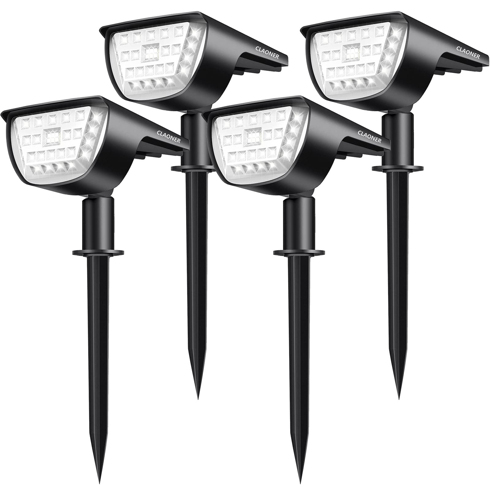 Claoner 32 LED Outdoor Solar Spot Lights, IP65 Waterproof Solar Landscape Spotlights, 3 Modes Outdoor Solar Lights, Solar Powere