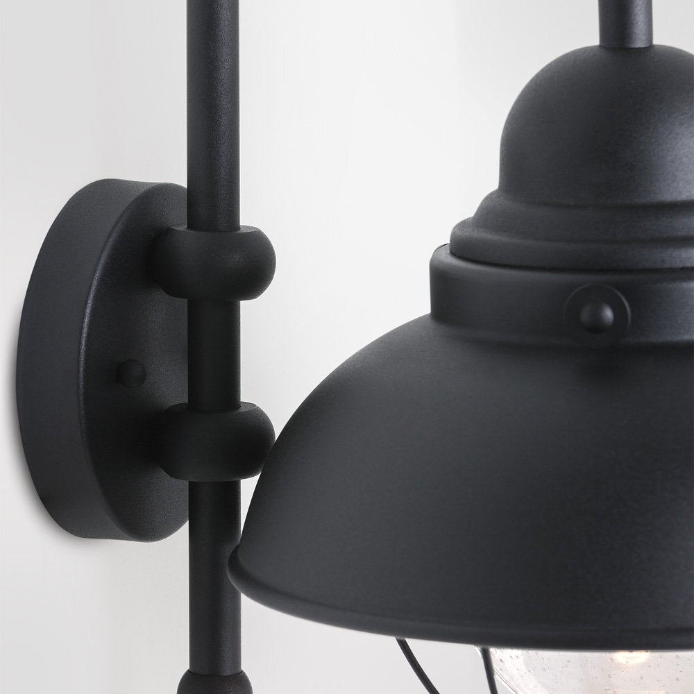 Sea Gull Lighting 8871-12 Sebring One-Light Outdoor Wall Lantern With Clear Seeded Glass Diffuser, Black Finish