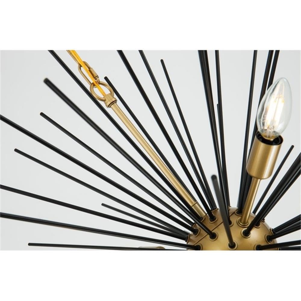 Living District 8-Light Metal Pendant Light, Brass & Black, Modern Ceiling Fixture