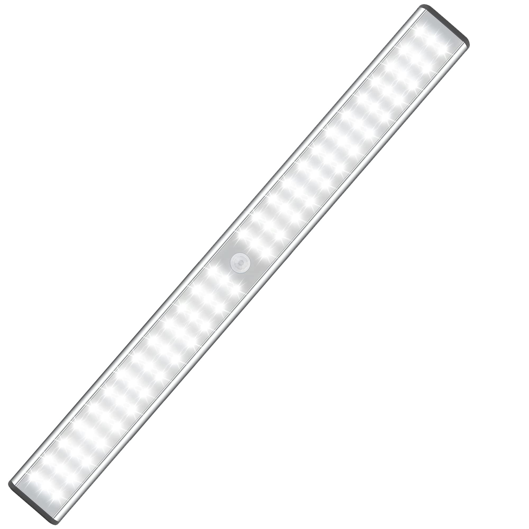 MOSTON Rechargeable Closet Lights, 78 LED, Motion Sensor, 15.8 Inch, Metal, Silver, Model DL1978D, Cordless Magnetic Lamp