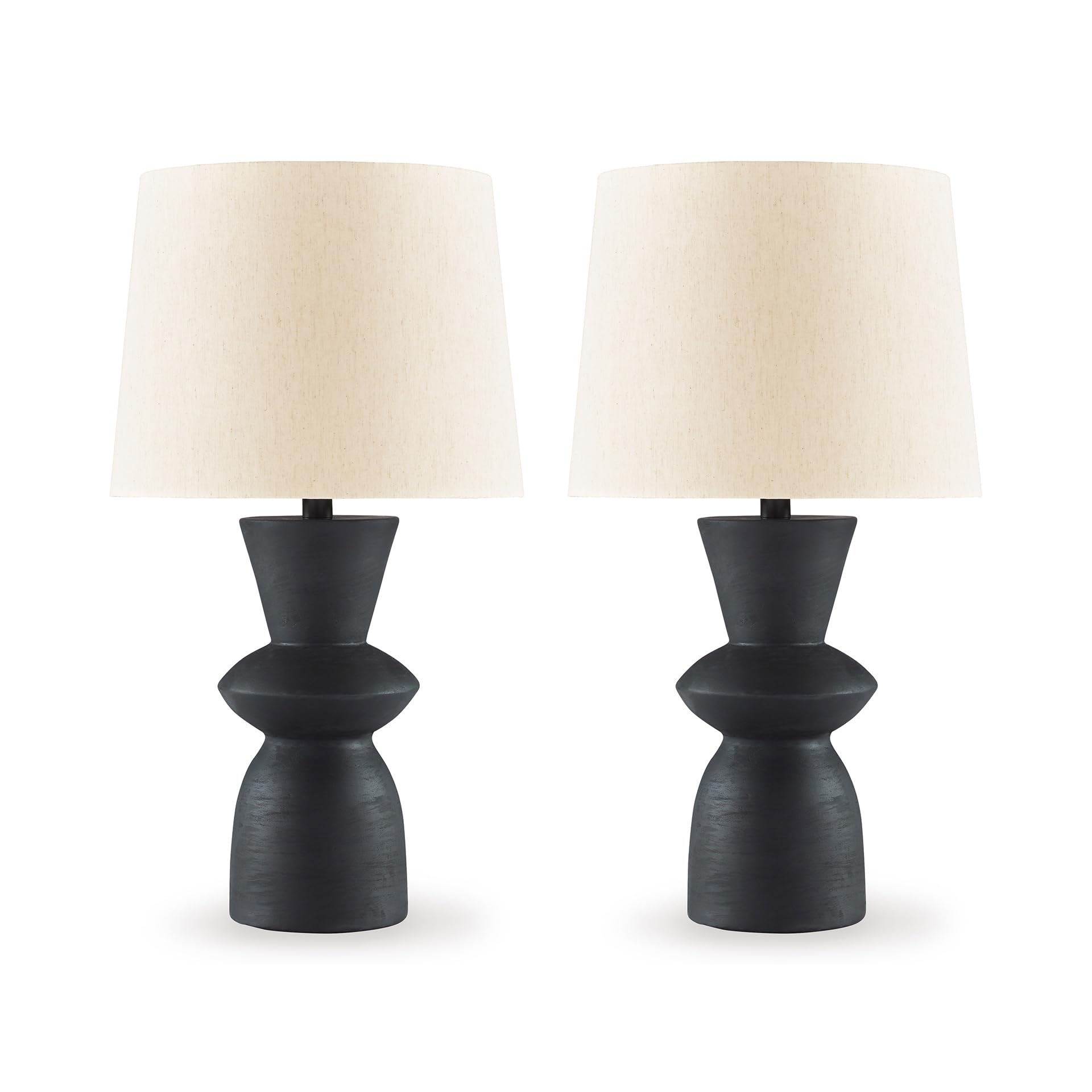 Signature Design by Ashley Scarbot Modern Distressed Paper Composite Table Lamp with 3-Way Switch, Set of 2, Black