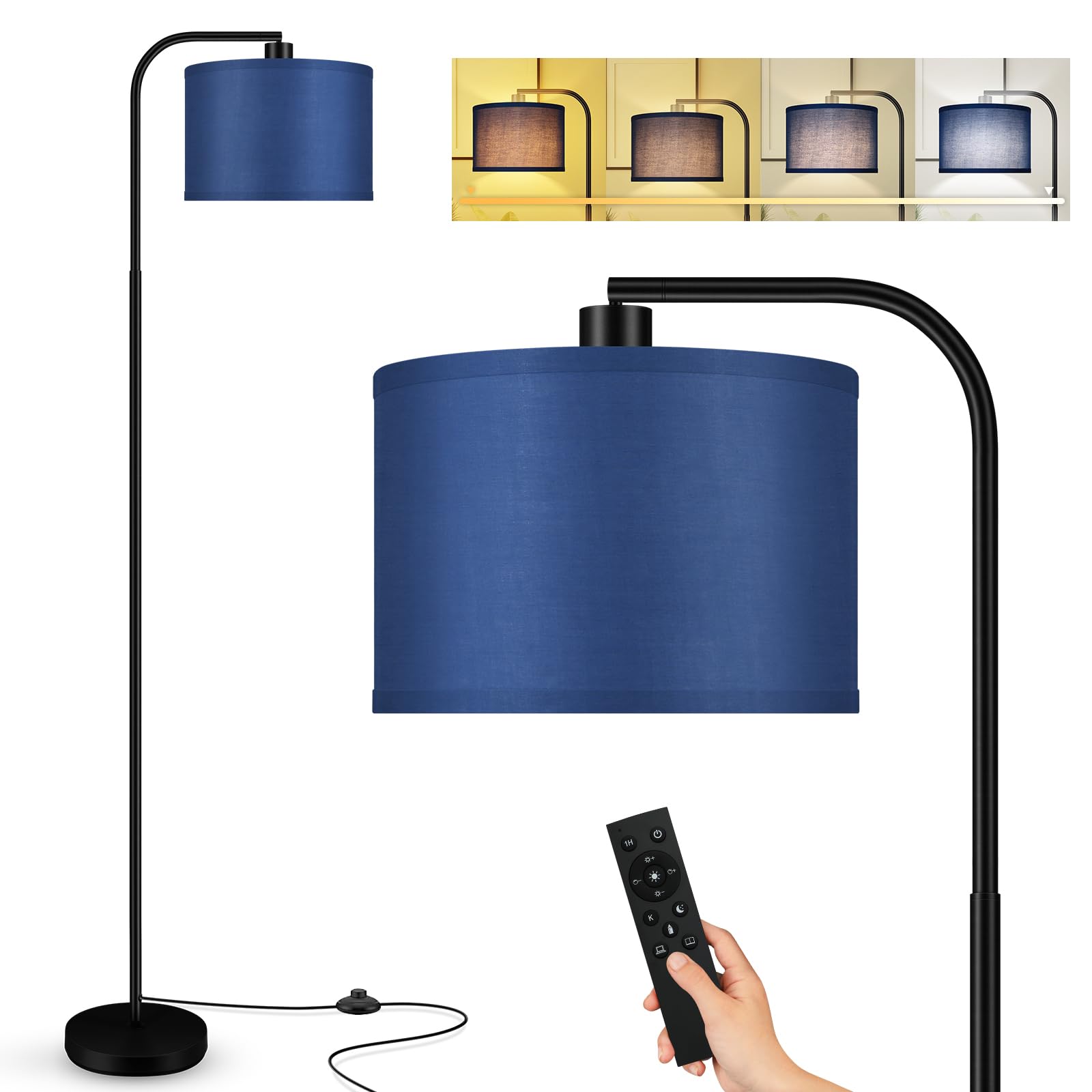 Dimmable Floor Lamp for Living Room,Arc Sofa Lamps with Remote,Stepless Dimmable & Colors Temperature,2700k-6500k,67 In,Flexible