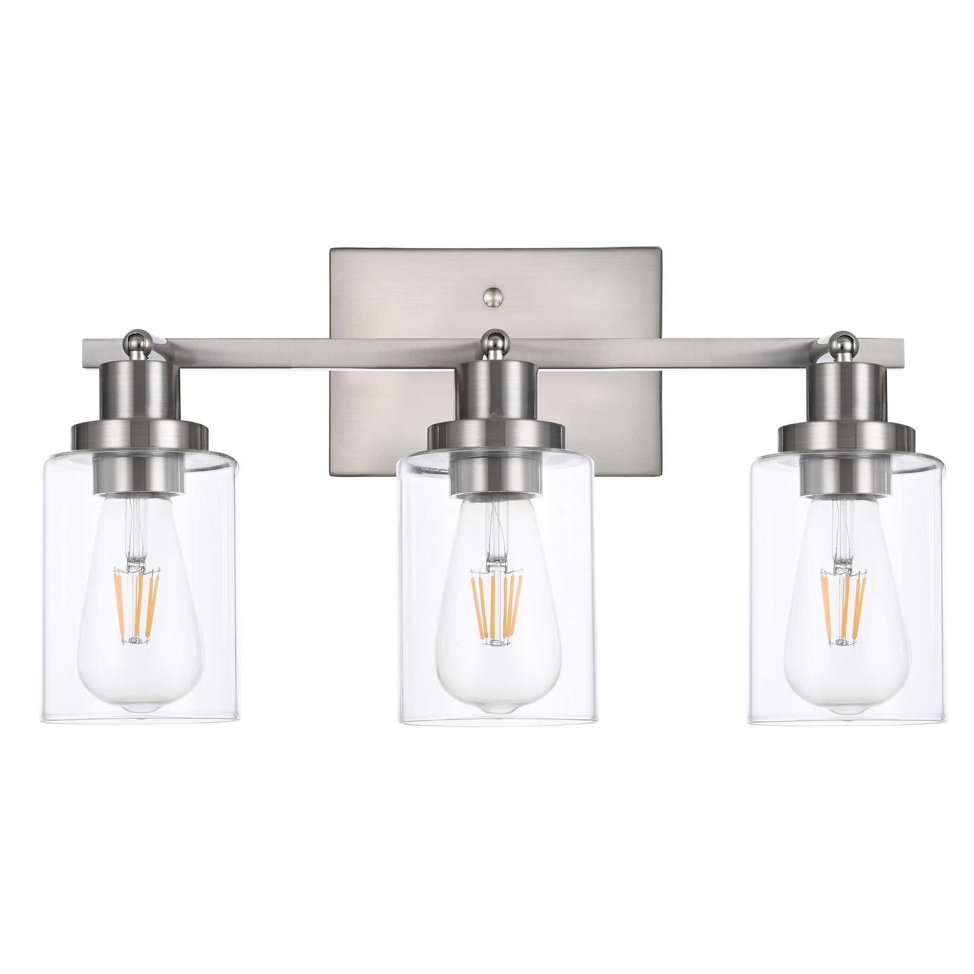 Wanluce 3 Light Track Lighting Kit Brushed Nickel Kitchen Track Lighting Fixtures Ceiling Mount Bathroom Vanity Wall Scones Light Fixture With Clear Glass  Rotatable Spotlight For Kitchen Shop Hallway
