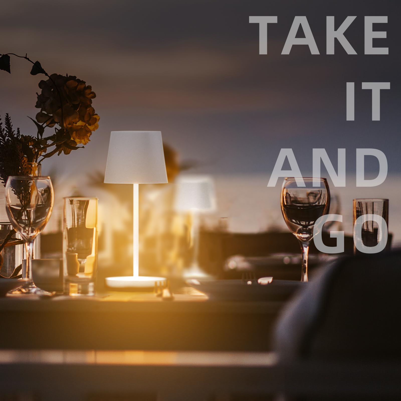 Quntis Cordless Led Table Lamp, Rechargeable, Dimmable, Waterproof, Ideal For Home & Outdoor Use