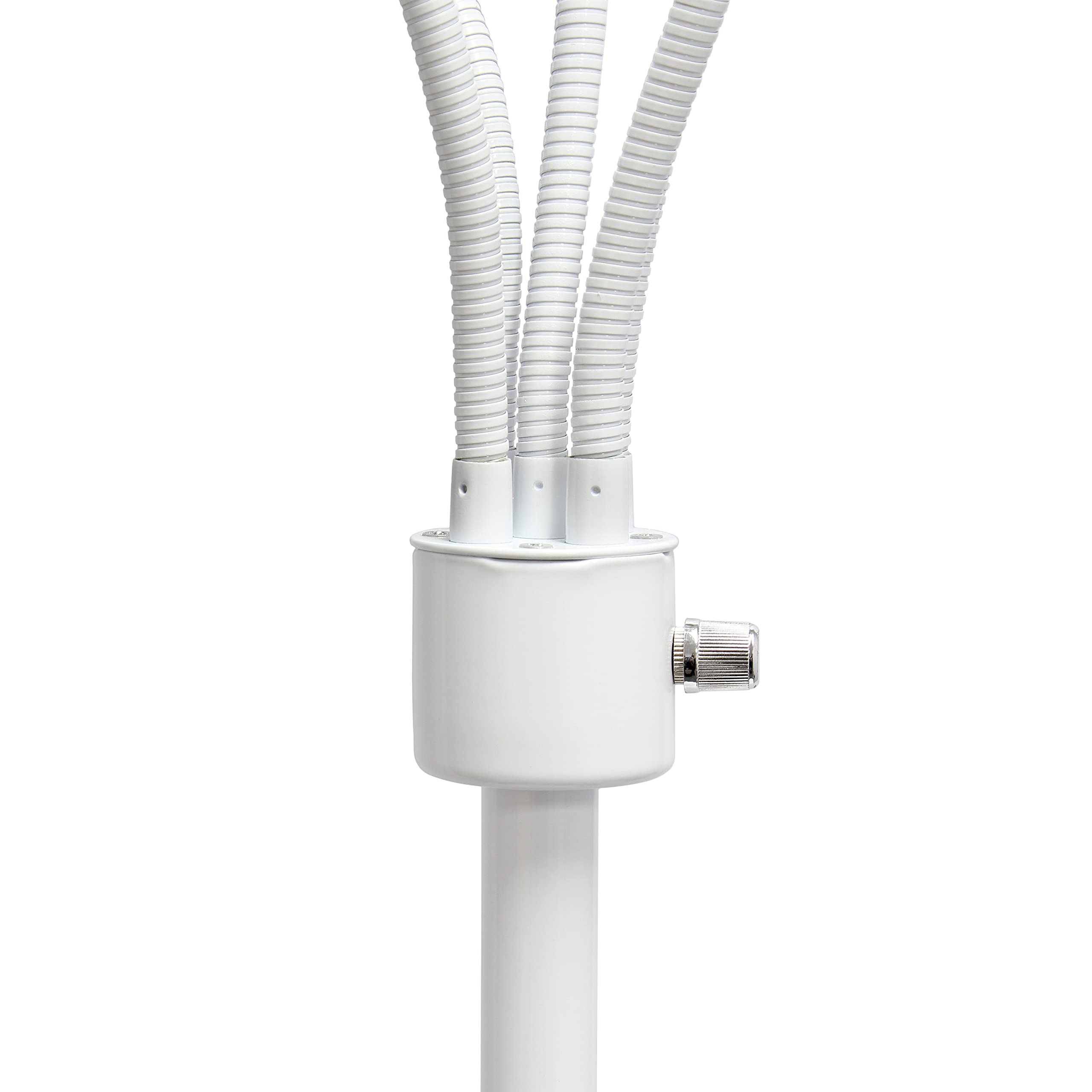 Simple Designs LF2006-GOW 67in White Gooseneck Floor Lamp with Gray Shades for Kids Bedroom, Playroom, Living Room, Office