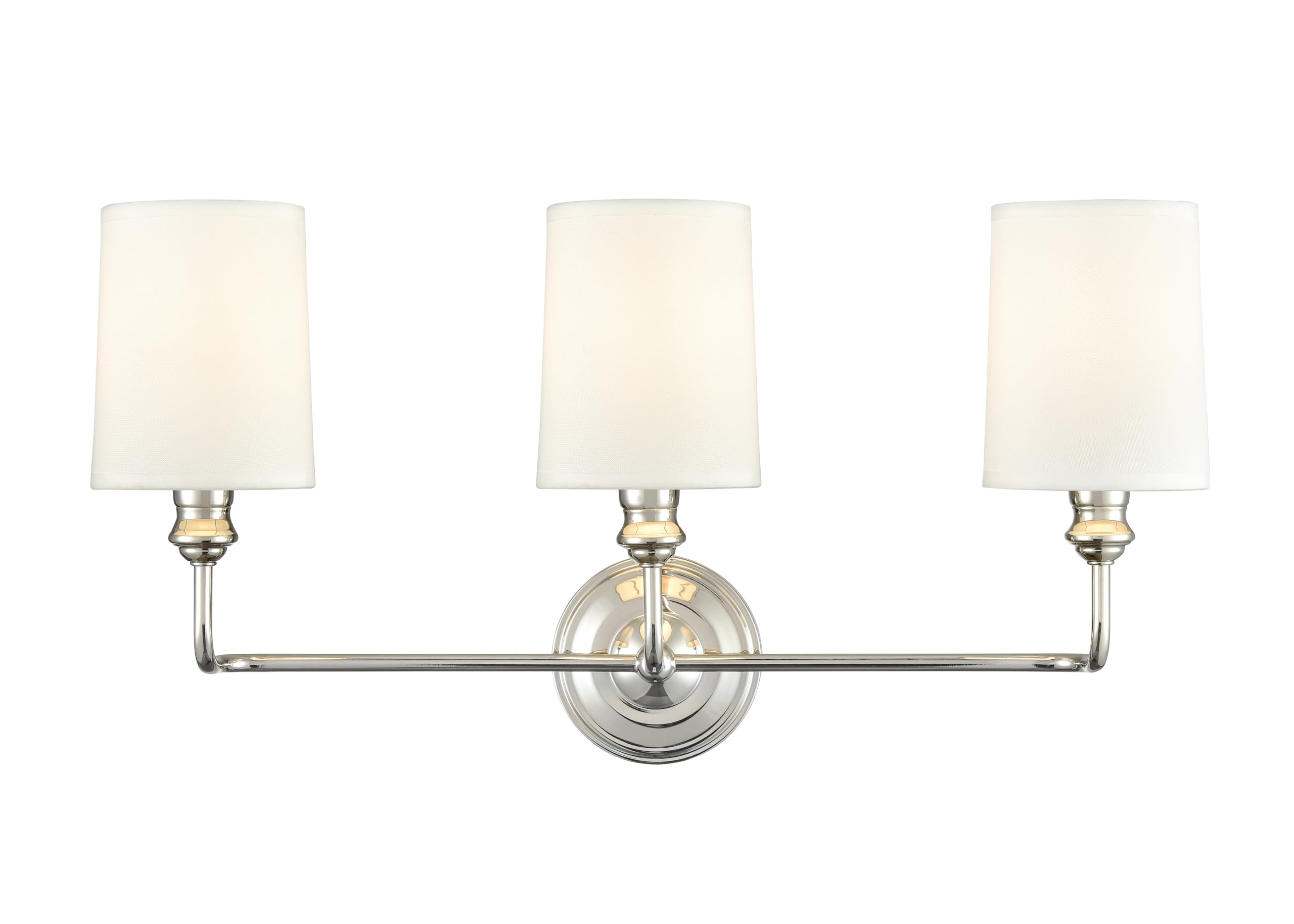 ML Lighting | Leena Collection | 99803-PN | Indoor 3 Light Vanity in Polished Nickel with White Fabric Shade | Elegant and Versa