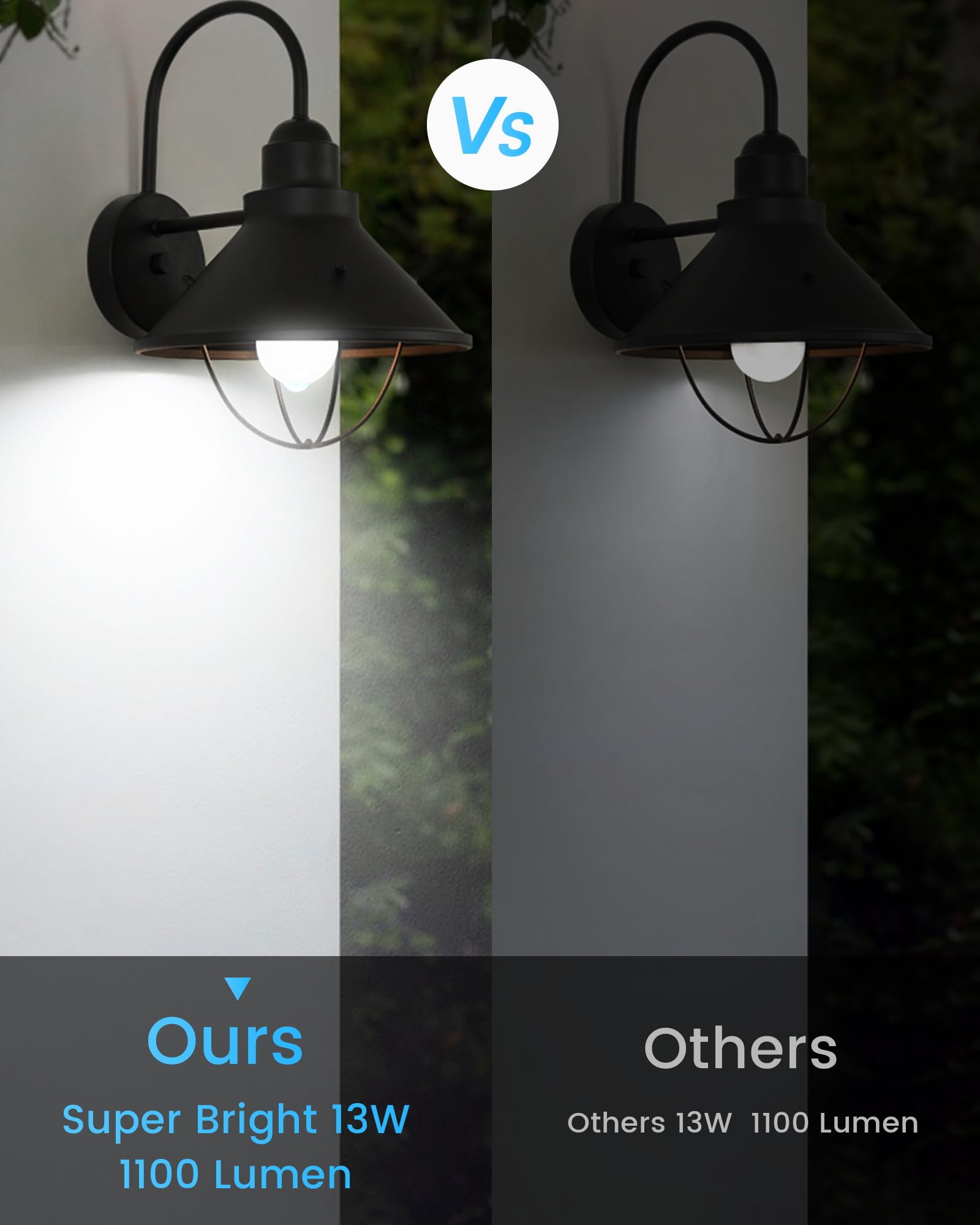 ALEXPEX Motion Sensor Light Bulbs 13W (100W Equivalent) 1100lm, Auto Dusk to Dawn, 4 Pack, 5000K Cool White, Model QP