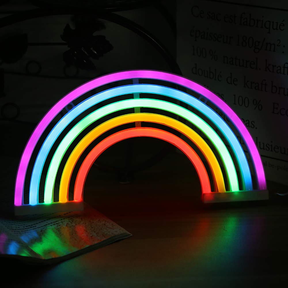5V White Love LED Neon Sign Christmas Wedding Party Decoration Wall Lamp USB Powered Children Bedroom Night Light (Rainbow)