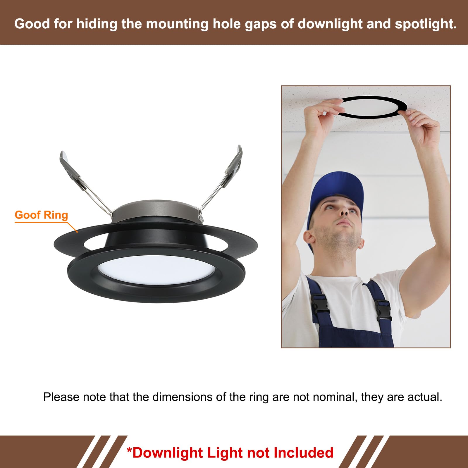 Awclub Black Goof Trim Ring For 3 Inch Recessed Cans Downlights For Ceiling Light Fixtures, 4 Pack 3.2-Inch Inner Diameter, 4.5-