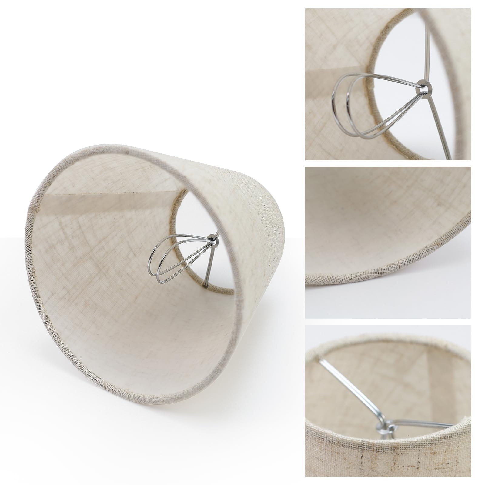 Tsnamay 6Pcs Handmade Chandelier Shades,Linen Clip On Chandelier Lamp Shades,Small Lamp Shades Set Of 6 For Chandelier Lampshade,Cross Linen