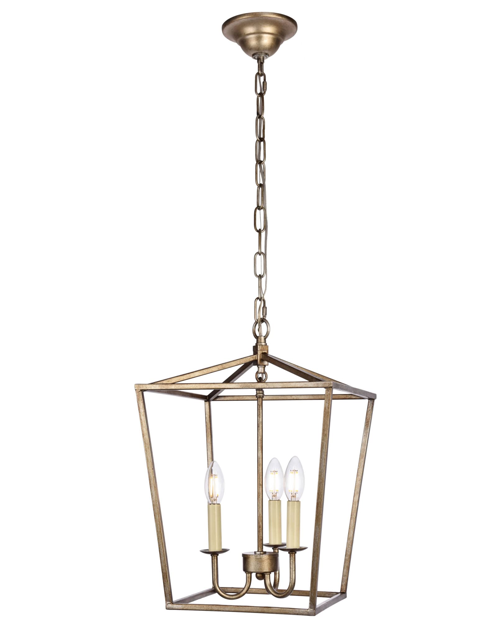 Elegant Lighting Maddox Collection 3 Light Pendant Lamp with Metal Frame and Hanging Chain  Black - 12.5''D x 18.25''H