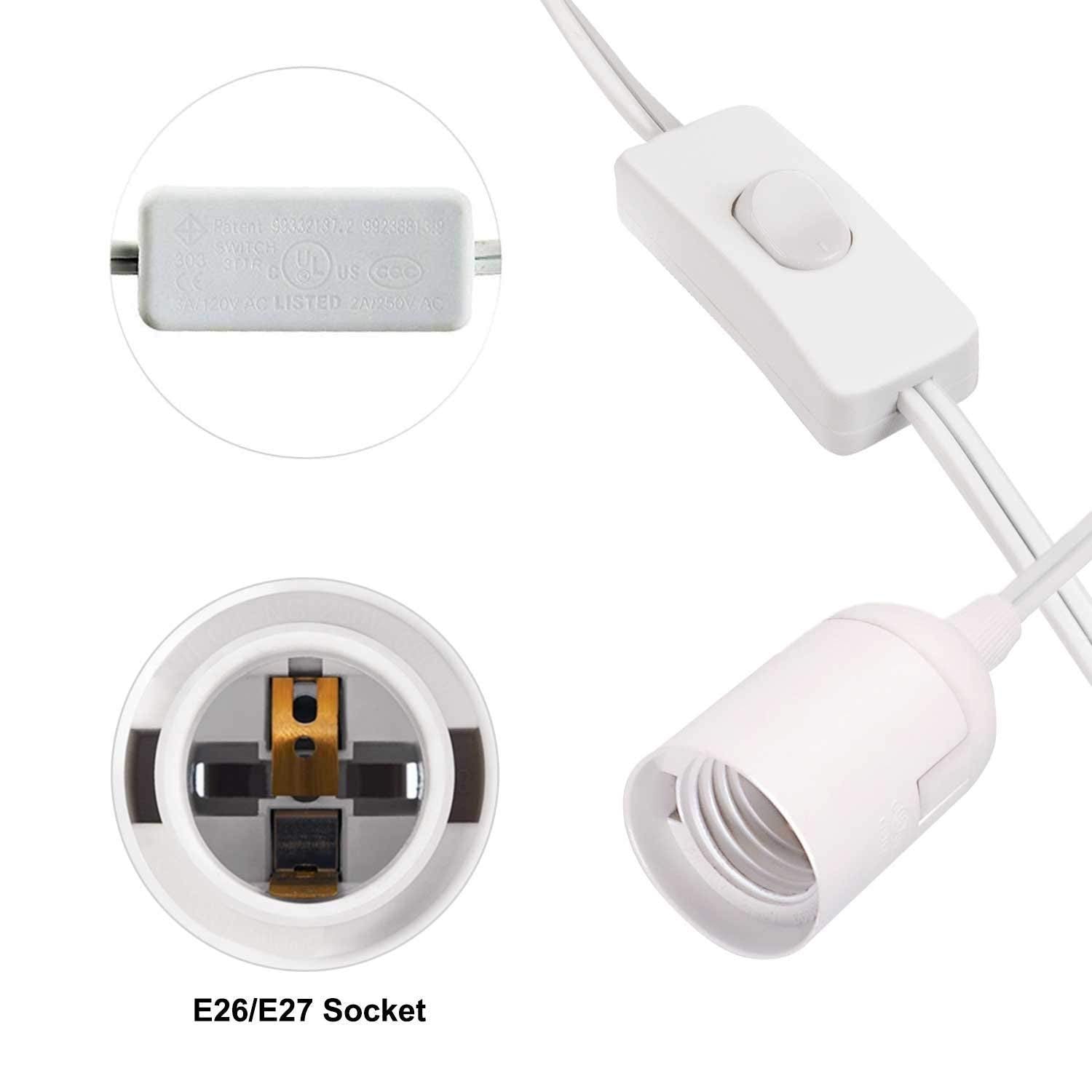 Simple Deluxe 12ft Extension Hanging Lantern Pendant Light Lamp Cord Cable E26 Socket (no Bulb Included) ON/OFF switch