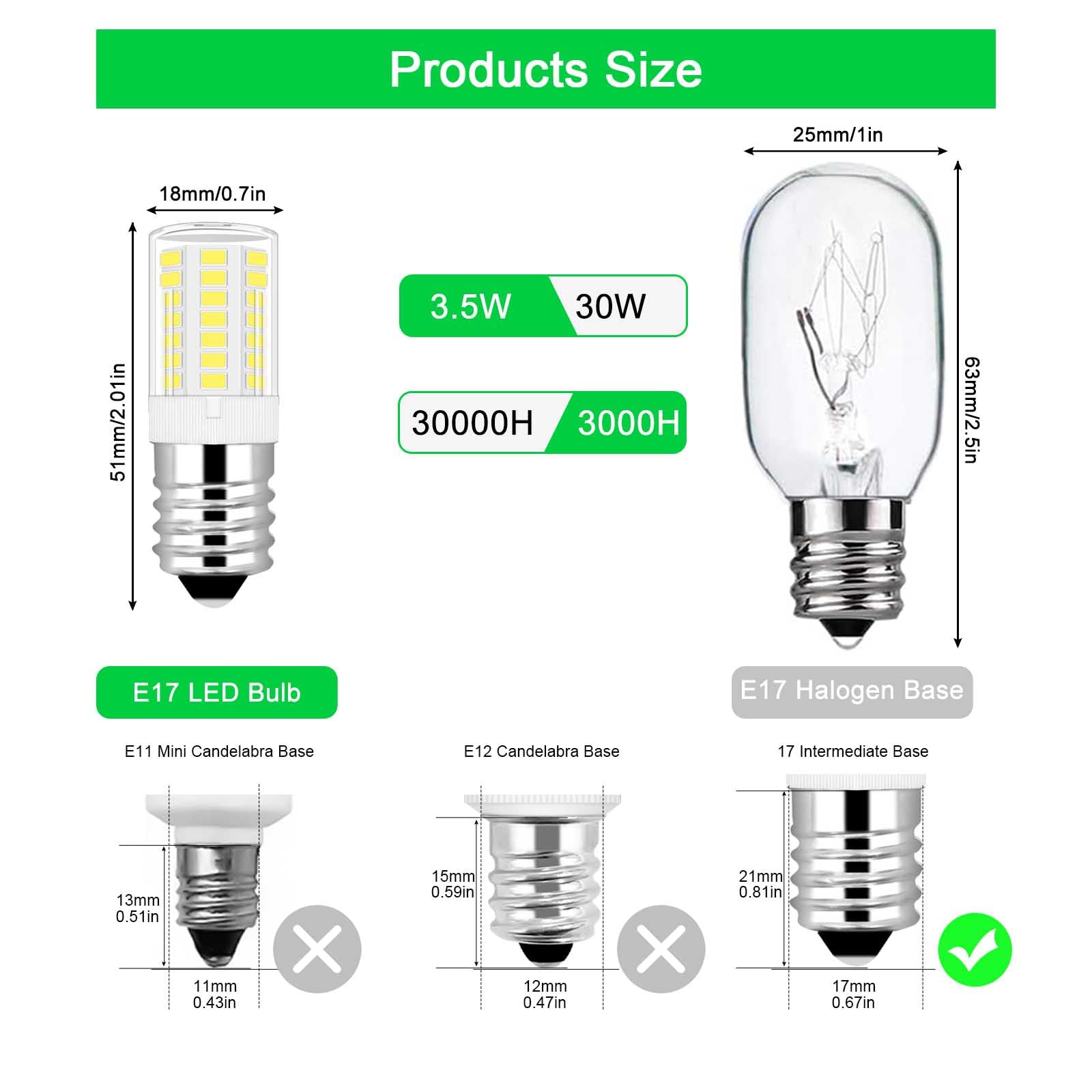 E17 Led Appliance Light Bulb For Refrigerator Fridge Freezer Range Hood Over Stove Microwave 5000K Daylight T5 E17 Intermediate