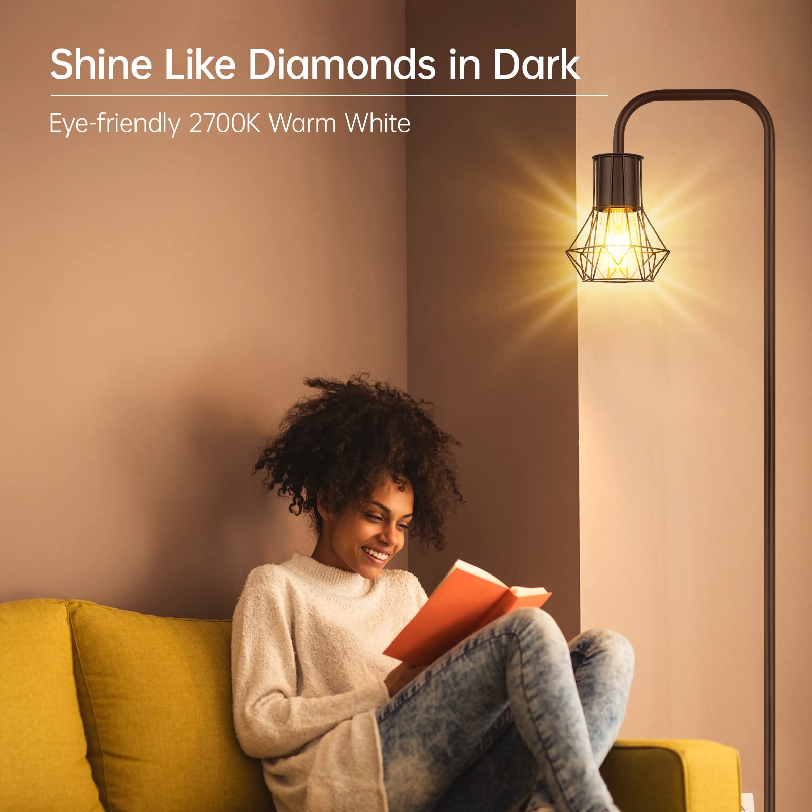 Boostarea Floor Lamp,Industrial Floor Lamp,Standing Lamp With 6W Led Bulb,E26 Socket,On/Off Footswitch,Whole Metal,Modern Floor