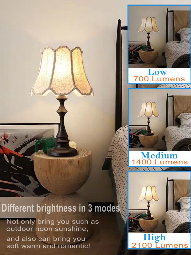 TJBB 3 Way LED Light Bulbs - 15W Soft White 3000K Equivalent, A19 E26 Base, 4 Pack, 700-2100 Lumens