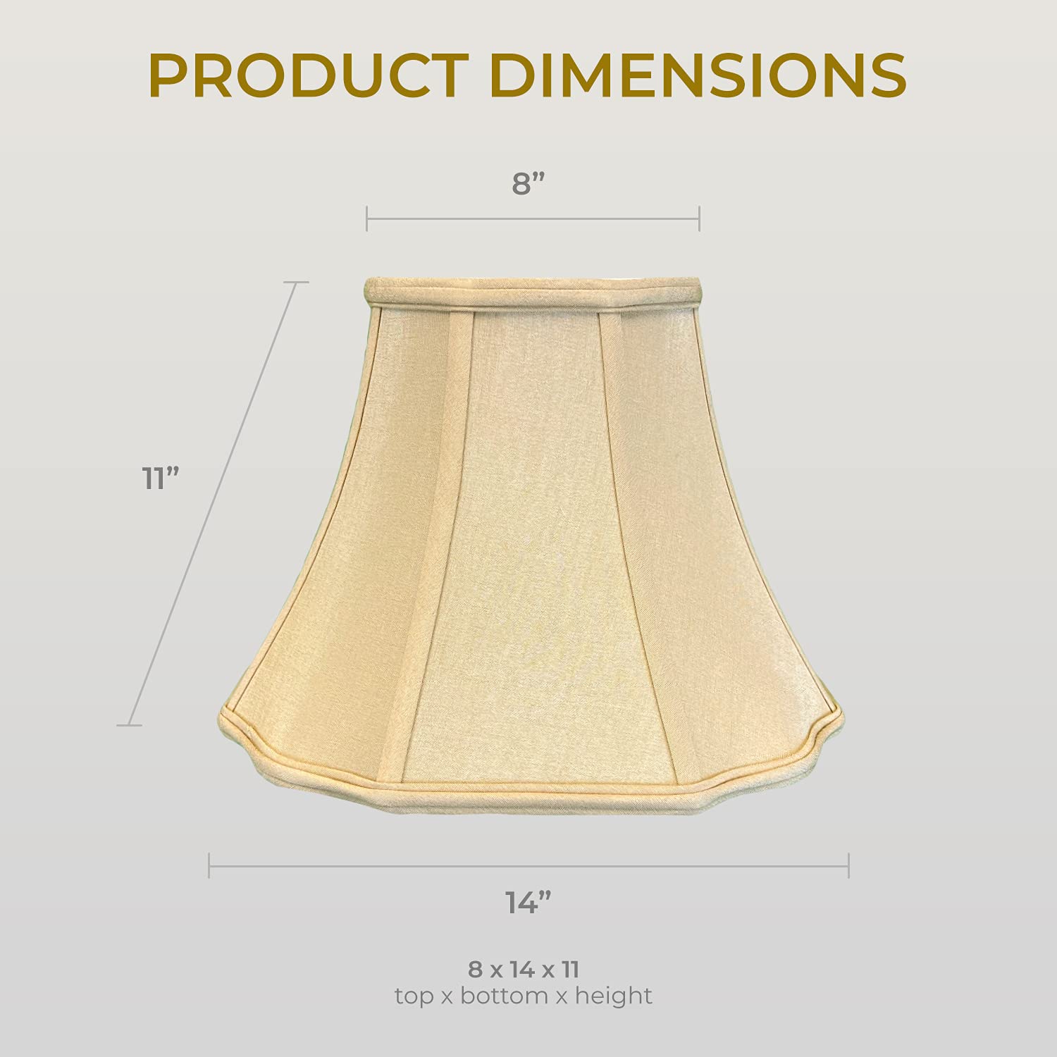Royal Designs, Inc. Flare Bottom Lamp Shade, Fabric, 8 x 14 x 11, Antique Gold, Model BSO-701-14AGL