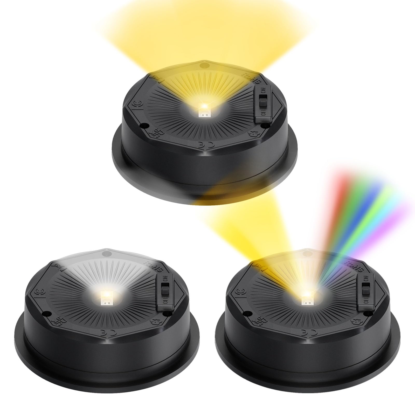 3 Lighting Modes Solar Light Replacement Top, 8 Colors Changing Replacement Parts for Solar Lantern (Top 3.15 Inch, Bottom 2.83 