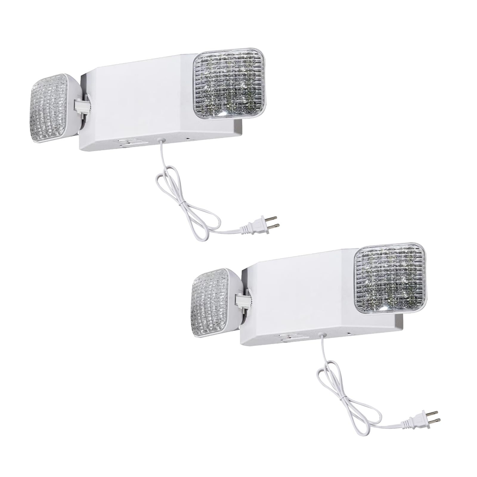Cm Mzy Emergency Lights With Battery Backup And 1.0 Meter Plug In Cord Emergency Light For Business Home Power Two Square Adjustable Led Light Head Emergency Lighting Fixtures Ac120V  Ul Listed 2Pack