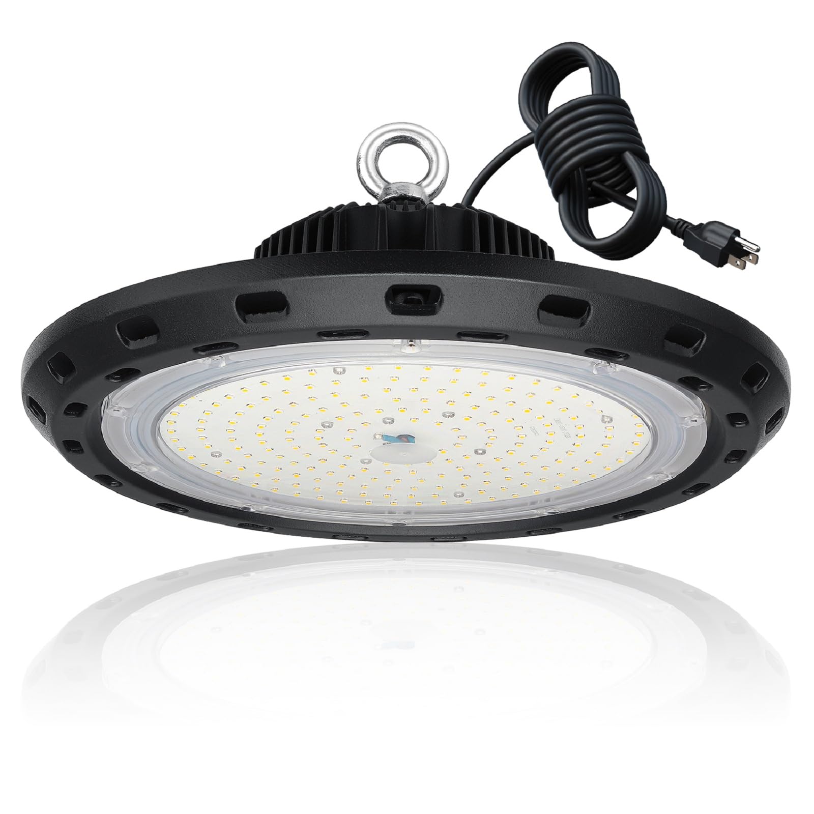 BEULT High Bay LED Shop Light 100W 15000LM UFO AC100-277V Black Aluminum Model BEULT-100W-1P