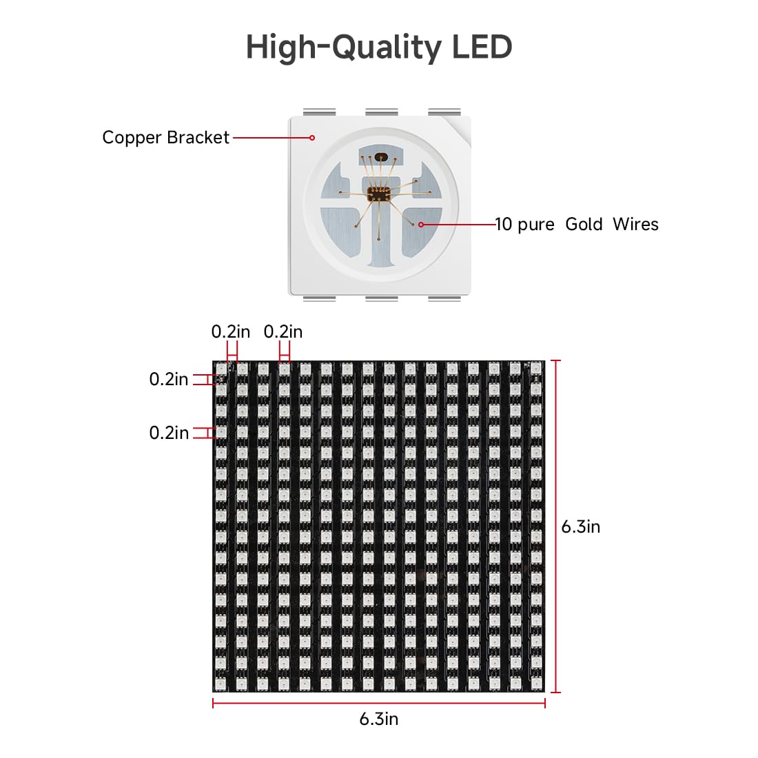 Btf-Lighting Dc12V 4Pin Ws2815(Upgraded Ws2812B) Dual Signal Ic Rgb 5050Smd Individually Addressable 16X16 256 Pixels Led Matrix Flexible Fpcb Full Color Display Light Ip30(No Adapter Or Controller)