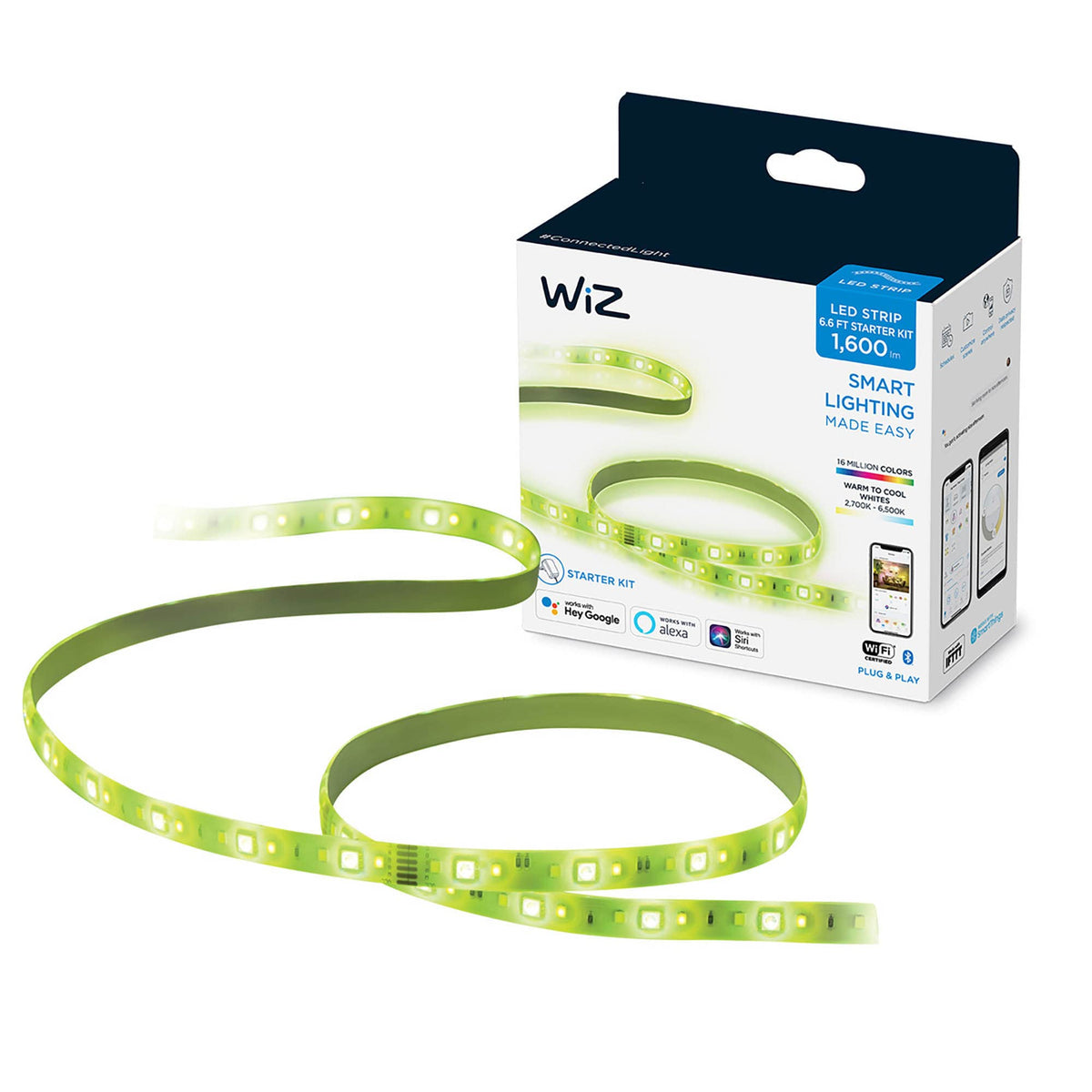 Wiz Connected 6Ft Smart Wifi Color Lightstrip, 16 Million Colors, Plug Included Compatible With Alexa And Google Home Assistant,