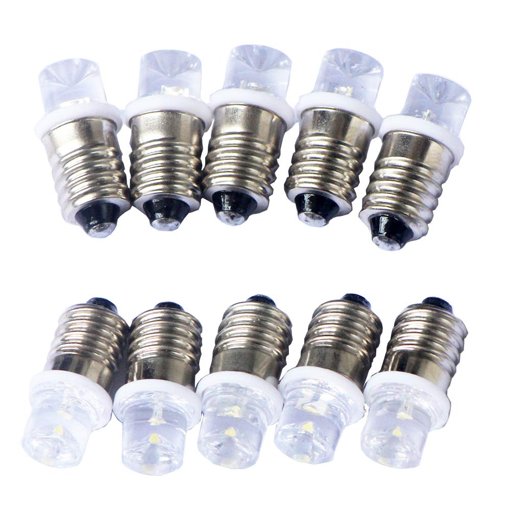 Gutreise 10Pcs E10 Screw 24V Cold White Flood Light Led Bulb Flood Light Lamps +10Pcs E10 Base (24V, Cold White)